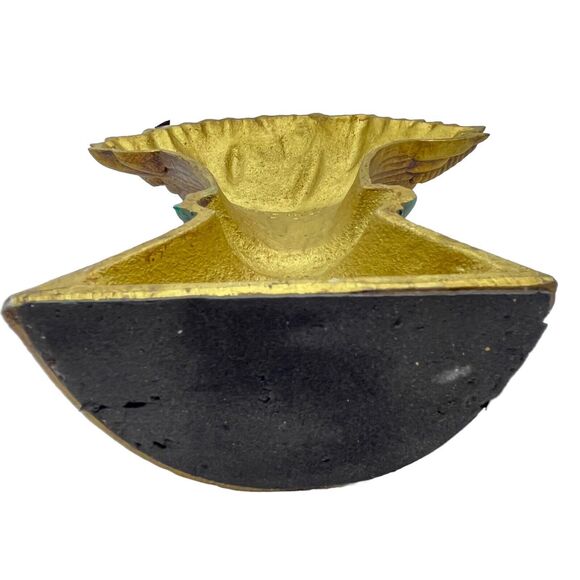 Cast Iron Sheaf of Wheat Door Stop or Door Porter Goldtone Aqua VTG '92 Antiqued - Picture 10 of 16